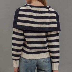 New Woman’s Blu Pepper Nautical Sailor Knit Sweater size Large Navy & White